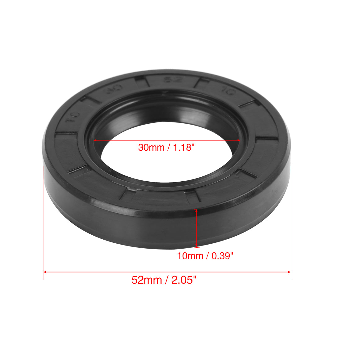 Harfington 30mm x 52mm x 10mm Rubber Double Lip TC Type Oil Shaft Seal