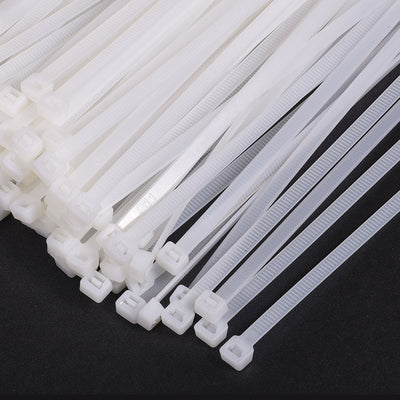 Harfington Uxcell Cable Zip Ties 200mmx5.2mm Self-Locking Nylon Tie Wraps White 100pcs