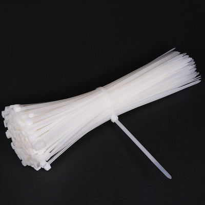 Harfington Uxcell Cable Zip Ties 200mmx5.2mm Self-Locking Nylon Tie Wraps White 100pcs