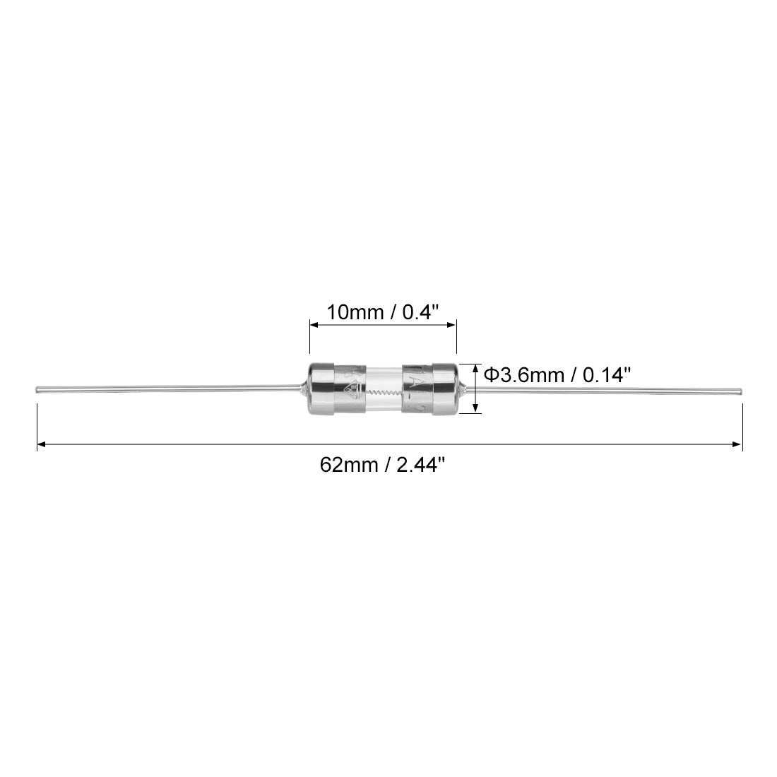 uxcell Uxcell Slow Blow Fuse Time Delay Axial Lead Glass Fuses 3.6mm x 10mm 250V T1A 10Pcs