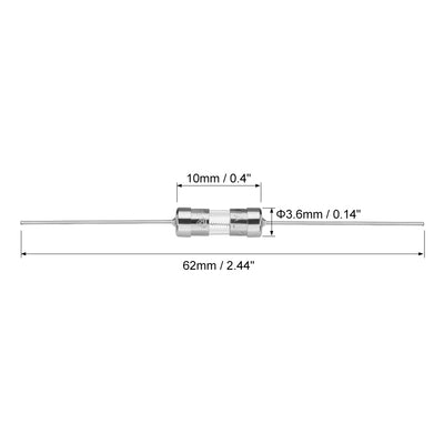 Harfington Uxcell Slow Blow Fuse Time Delay Axial Lead Glass Fuses 3.6mm x 10mm 250V T1A 10Pcs