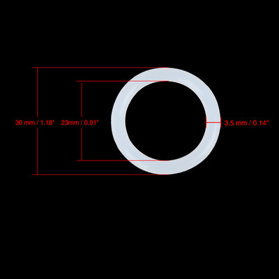 Harfington Silicone O-Rings, 30mm OD 23mm ID 3.5mm Width VMQ Seal Gasket for Compressor Valves Pipe Repair, White, Pack of 10