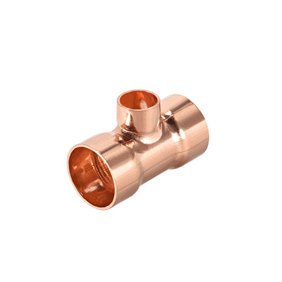 Harfington Uxcell Copper Reducing, Tee Copper Pressure Pipe Fitting Connector  for Plumbing Supply and Refrigeration