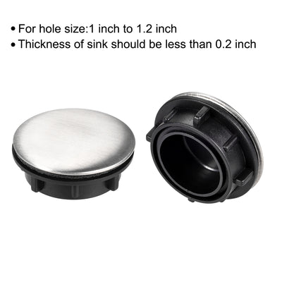 Harfington Uxcell Faucet Hole Cover for Dia 1 to 1.2 Inch, Kitchen Sink Tap Hole Cover Nickel Plated, 3 Pcs