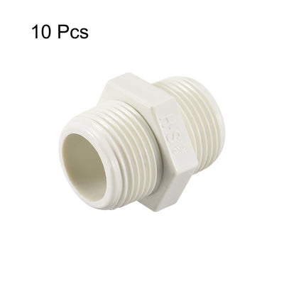 Harfington PVC Pipe Fitting Hex Nipple G3/4 x G3/4 Male Thread Adapter Connector 10pcs