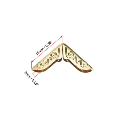 Harfington Uxcell Metal Book Corner Protectors Edge Cover Guard 15 x 15 x 2mm Gold Tone 100pcs