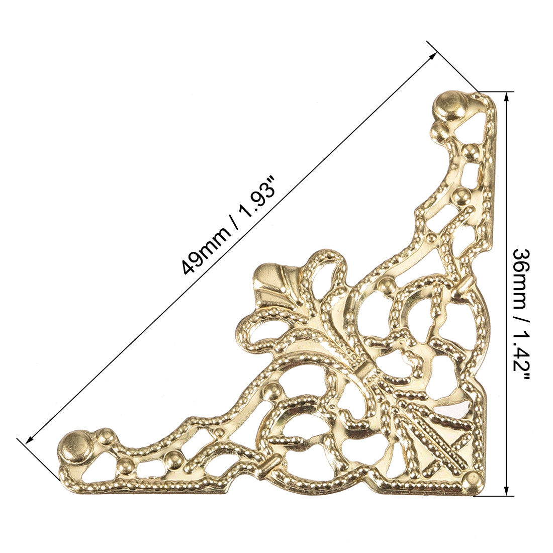 uxcell Uxcell Metal Box Corner Protectors Vintage Decor Edge Guard Protector 36 x 36 x 49mm Gold Tone 40pcs