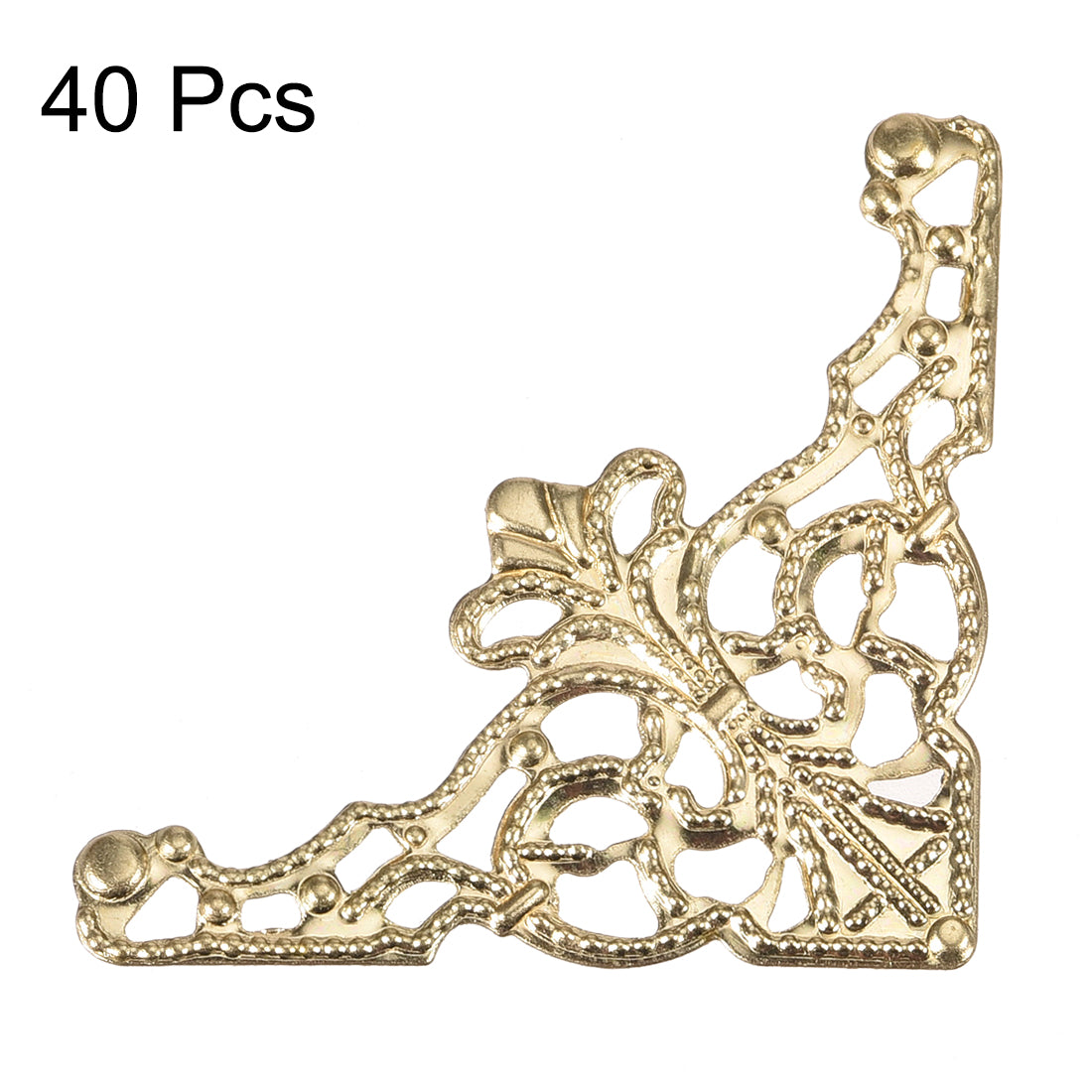 uxcell Uxcell Metal Box Corner Protectors Vintage Decor Edge Guard Protector 36 x 36 x 49mm Gold Tone 40pcs