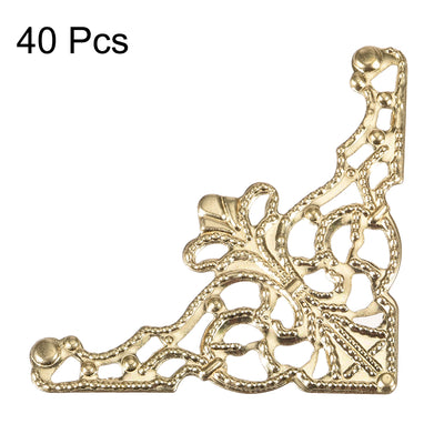 Harfington Uxcell Metal Box Corner Protectors Vintage Decor Edge Guard Protector 36 x 36 x 49mm Gold Tone 40pcs