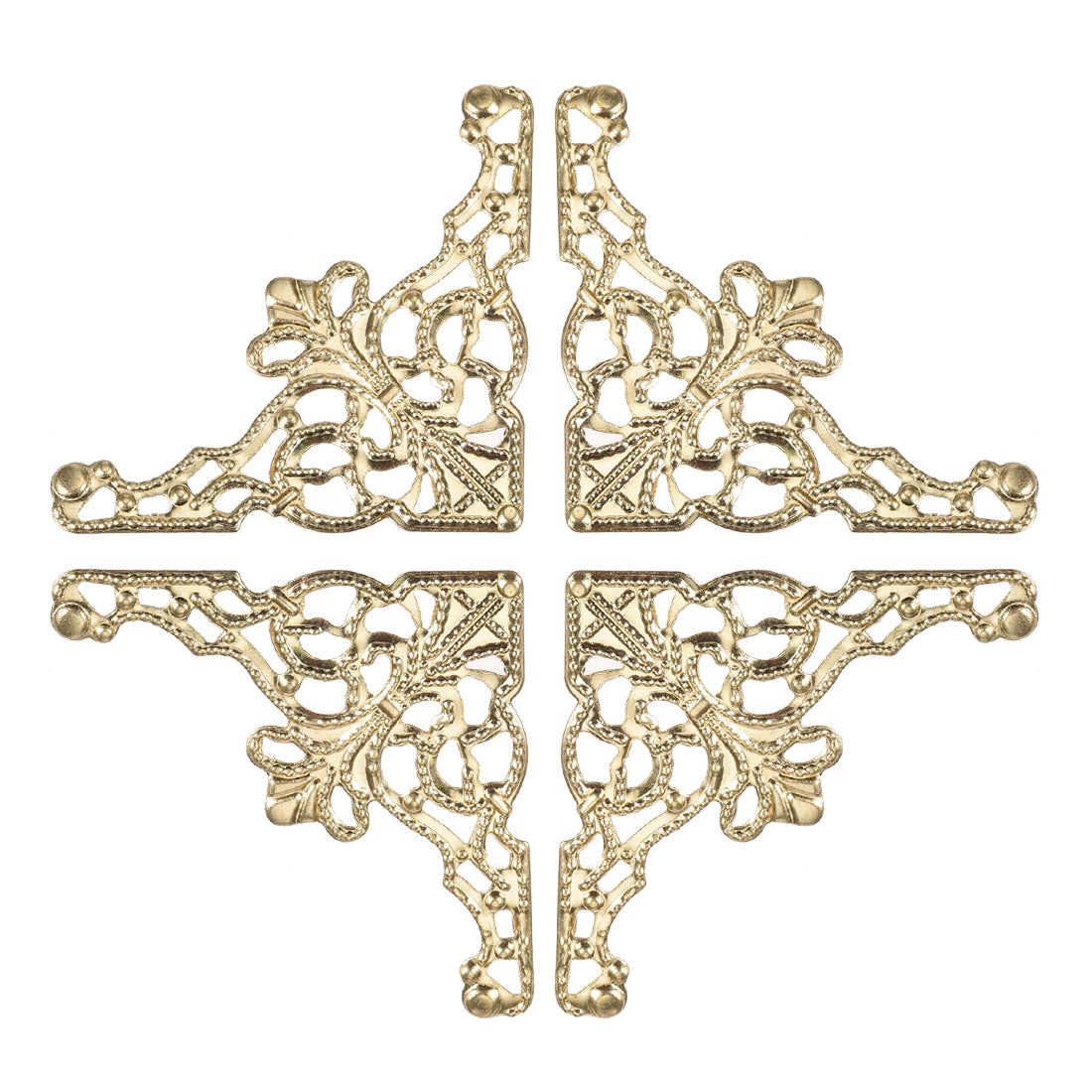 uxcell Uxcell Metal Box Corner Protectors Vintage Decor Edge Guard Protector 36 x 36 x 49mm Gold Tone 40pcs