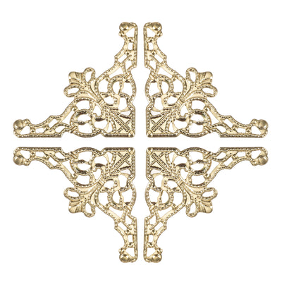 uxcell Uxcell Metal Box Corner Protectors Vintage Decor Edge Guard Protector 36 x 36 x 49mm Gold Tone 40pcs