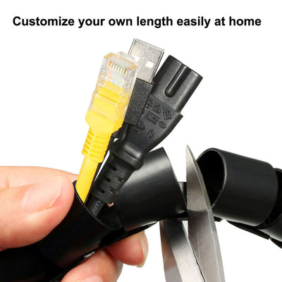 Harfington Uxcell Spiral Tube Wrap Cable Management Sleeve 13mmx15mm 2 Meters Long Black