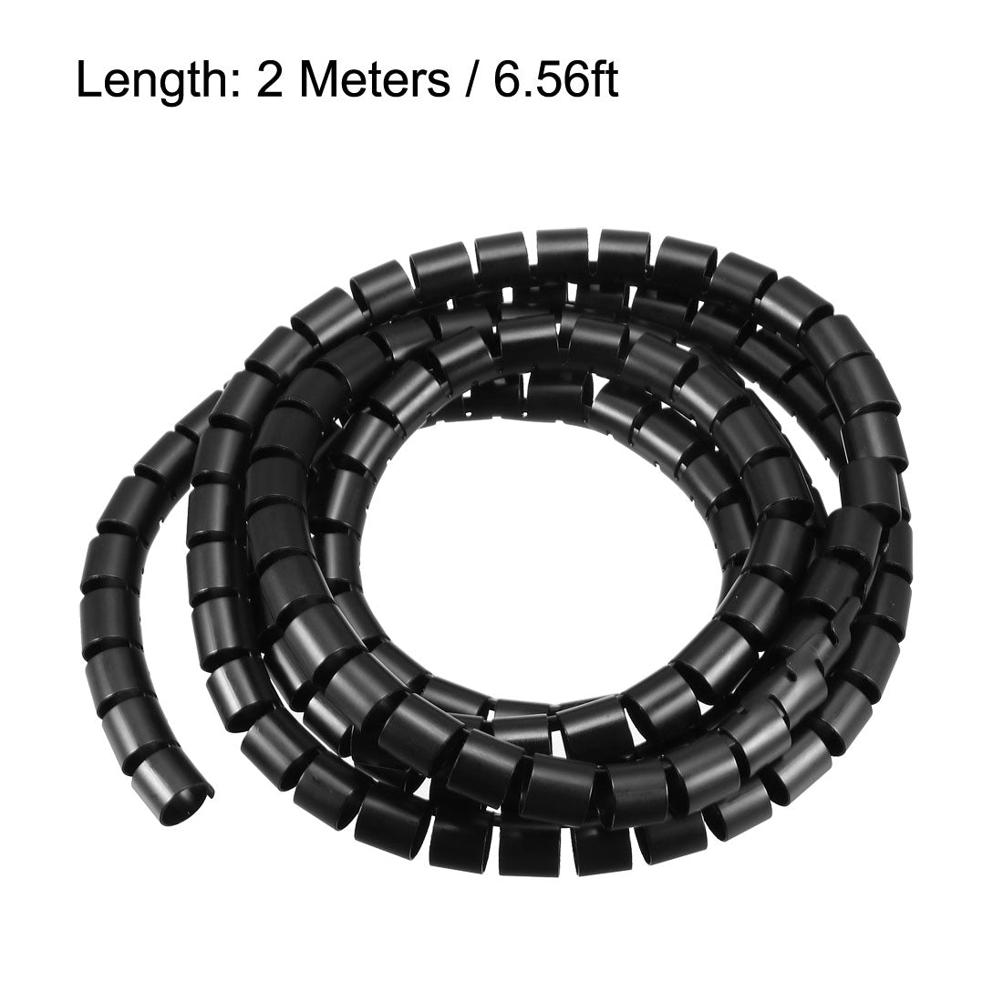 uxcell Uxcell Spiral Tube Wrap Cable Management Sleeve 13mmx15mm 2 Meters Long Black