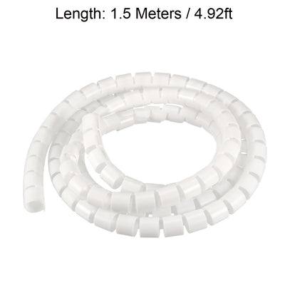 Harfington Uxcell Spiral Tube Wrap Cable Management Sleeve 18mmx20mm 1.5 Meters Long White