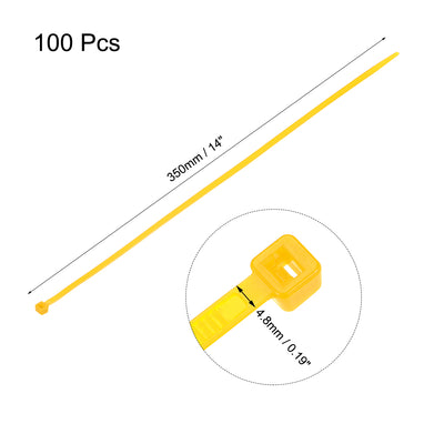 Harfington Uxcell Cable Zip Ties 350mmx4.8mm Self-Locking Nylon Tie Wraps Yellow 100pcs