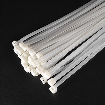 Harfington Uxcell Cable Zip Ties 300mmx7.6mm Self-Locking Nylon Tie Wraps White 60pcs