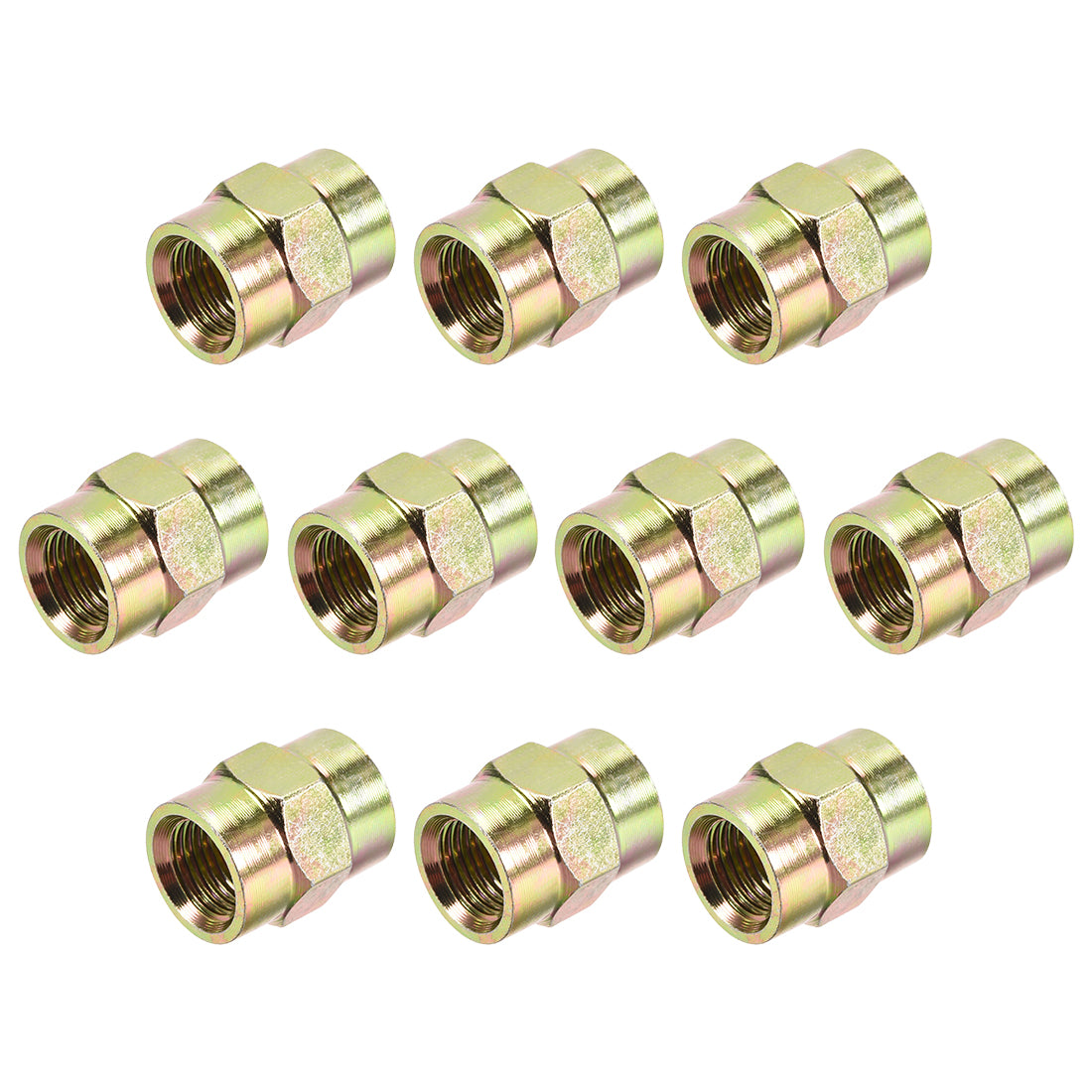 uxcell Uxcell Pipe Fitting Connector Straight Hex Nipple Coupling 1/4 PT Female Thread Hydraulic Adapter 10pcs