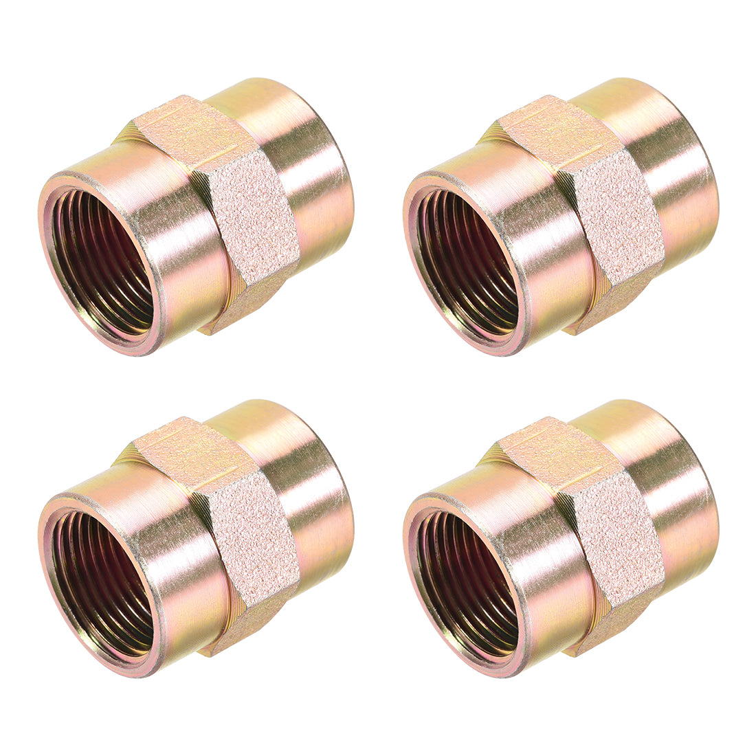 uxcell Uxcell Pipe Fitting Connector Straight Hex Nipple Coupling 3/4 PT Female Thread Hydraulic Adapter 4pcs