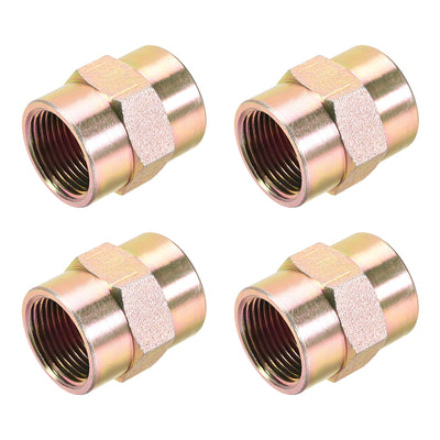 uxcell Uxcell Pipe Fitting Connector Straight Hex Nipple Coupling 3/4 PT Female Thread Hydraulic Adapter 4pcs