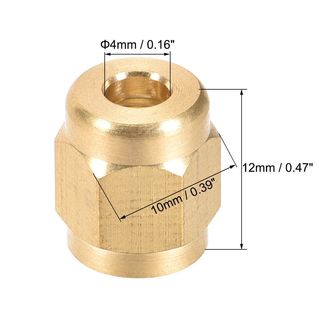 uxcell Uxcell Brass Tubing Nut Tube Fitting Compression Insert Hydraulic Nuts M8x4mm 16pcs