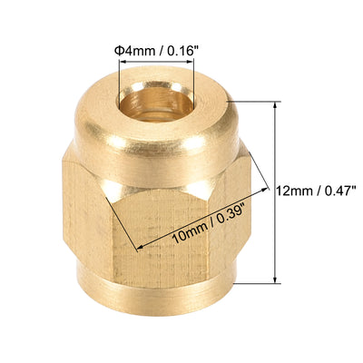 Harfington Uxcell Brass Tubing Nut Tube Fitting Compression Insert Hydraulic Nuts M8x4mm 16pcs