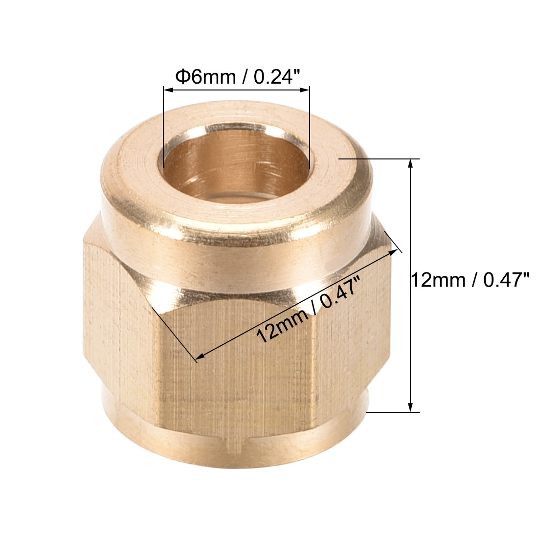uxcell Uxcell Brass Tubing Nut Tube Fitting Compression Insert Hydraulic Nuts M10x6mm 8pcs