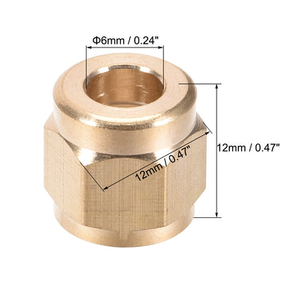 Harfington Uxcell Brass Tubing Nut Tube Fitting Compression Insert Hydraulic Nuts M10x6mm 8pcs
