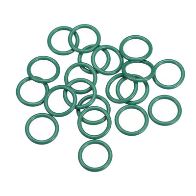 uxcell Uxcell Fluorine Rubber O Rings, 22mm OD, 17.2mm Inner Diameter, 2.4mm Width, Seal Gasket Green 20Pcs