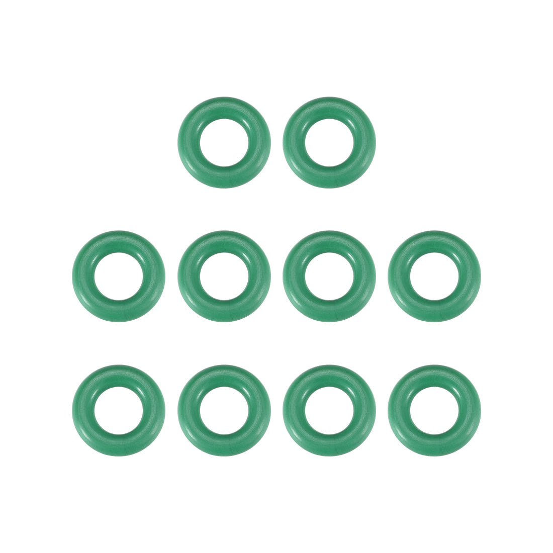 uxcell Uxcell Fluorine Rubber O Rings, 7mm OD, 3mm Inner Diameter, 2mm Width, Seal Gasket Green 10Pcs