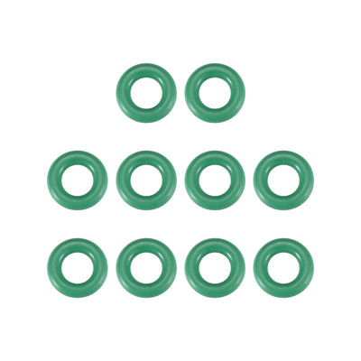 uxcell Uxcell Fluorine Rubber O Rings, 7mm OD, 3mm Inner Diameter, 2mm Width, Seal Gasket Green 10Pcs