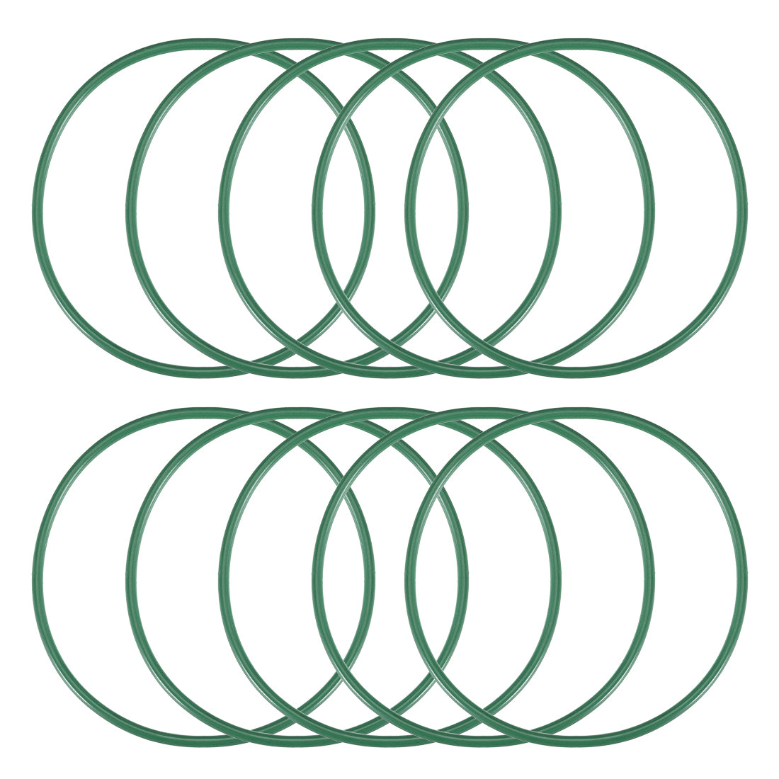 uxcell Uxcell Fluorine Rubber O Rings, 55mm OD, 51mm Inner Diameter, 2mm Width, Seal Gasket Green 10Pcs
