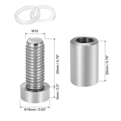 Harfington Uxcell Glass Standoff Mount Solid Stainless Steel Wall Standoff Holder 16mmx28mm 4 Pcs