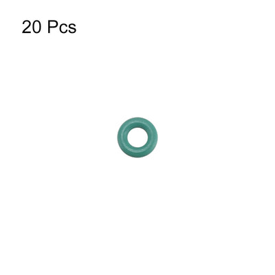 Harfington Uxcell Fluorine Rubber O Rings, 4mm OD, 2mm Inner Diameter, 1mm Width, Seal Gasket Green 20Pcs