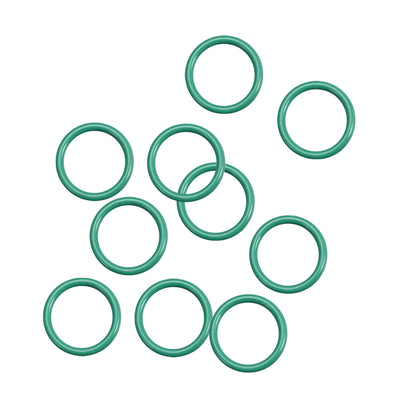 uxcell Uxcell Fluorine Rubber O Rings, 13mm OD, 10mm Inner Diameter, 1.5mm Width, Seal Gasket Green 10Pcs