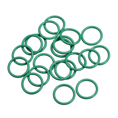 uxcell Uxcell Fluorine Rubber O Rings, 14mm OD, 11mm Inner Diameter, 1.5mm Width, Seal Gasket Green 20Pcs