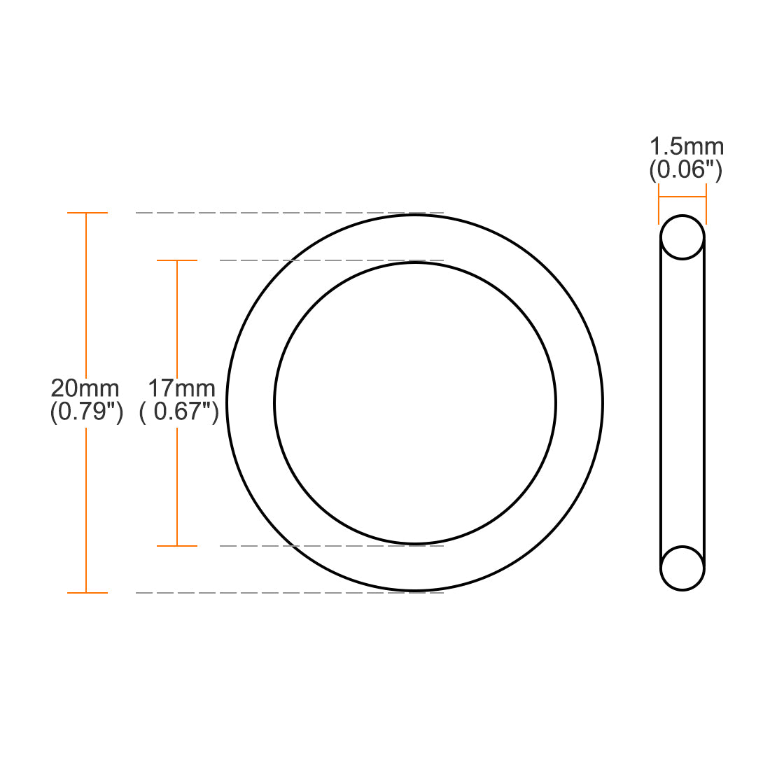 uxcell Uxcell Fluorine Rubber O Rings, 20mm OD, 17mm Inner Diameter, 1.5mm Width, Seal Gasket Green 20Pcs