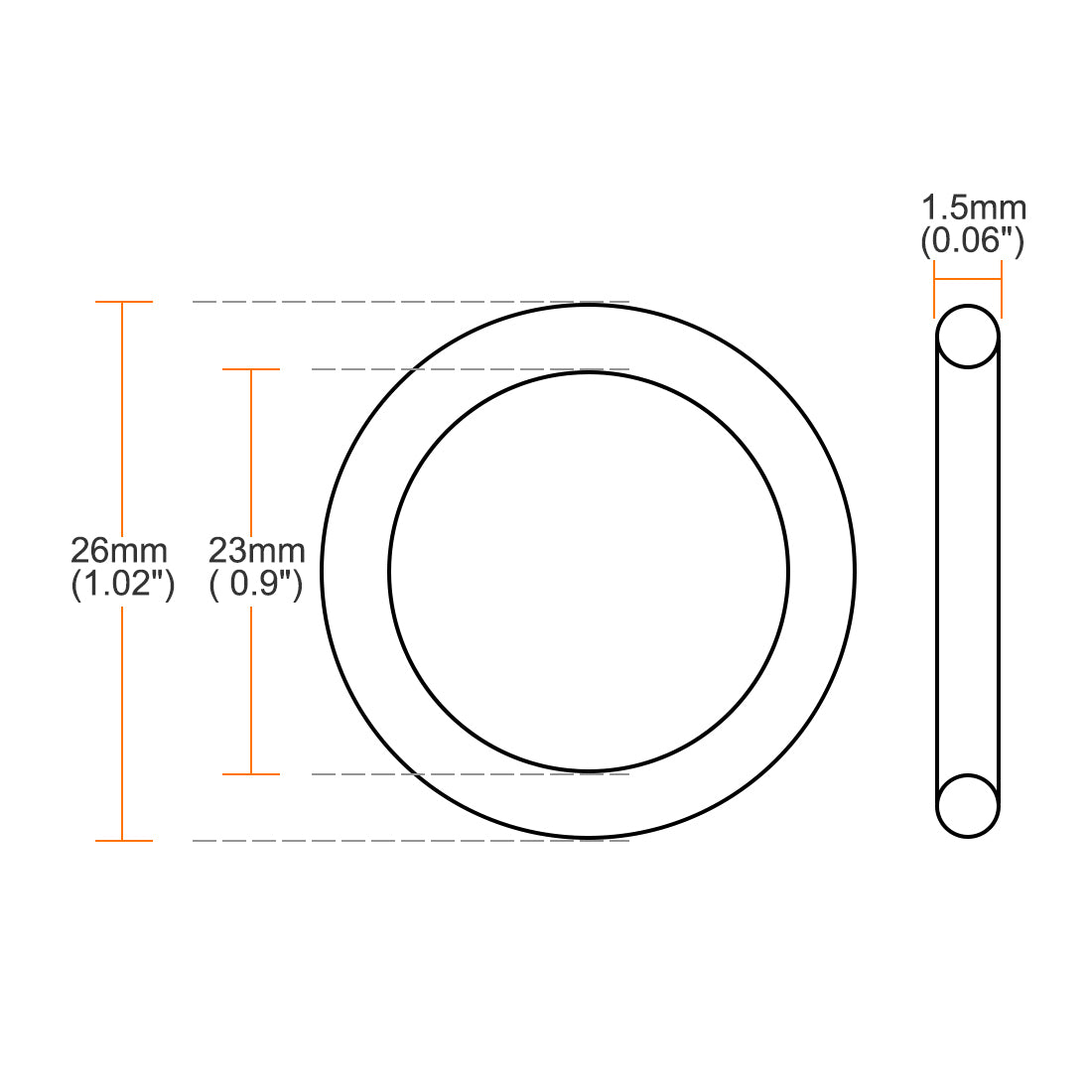 uxcell Uxcell Fluorine Rubber O Rings, 26mm OD, 23mm Inner Diameter, 1.5mm Width, Seal Gasket Green 20Pcs