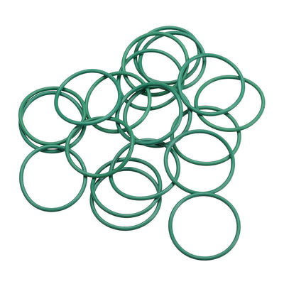 uxcell Uxcell Fluorine Rubber O Rings, 27mm OD, 24mm Inner Diameter, 1.5mm Width, Seal Gasket Green 20Pcs