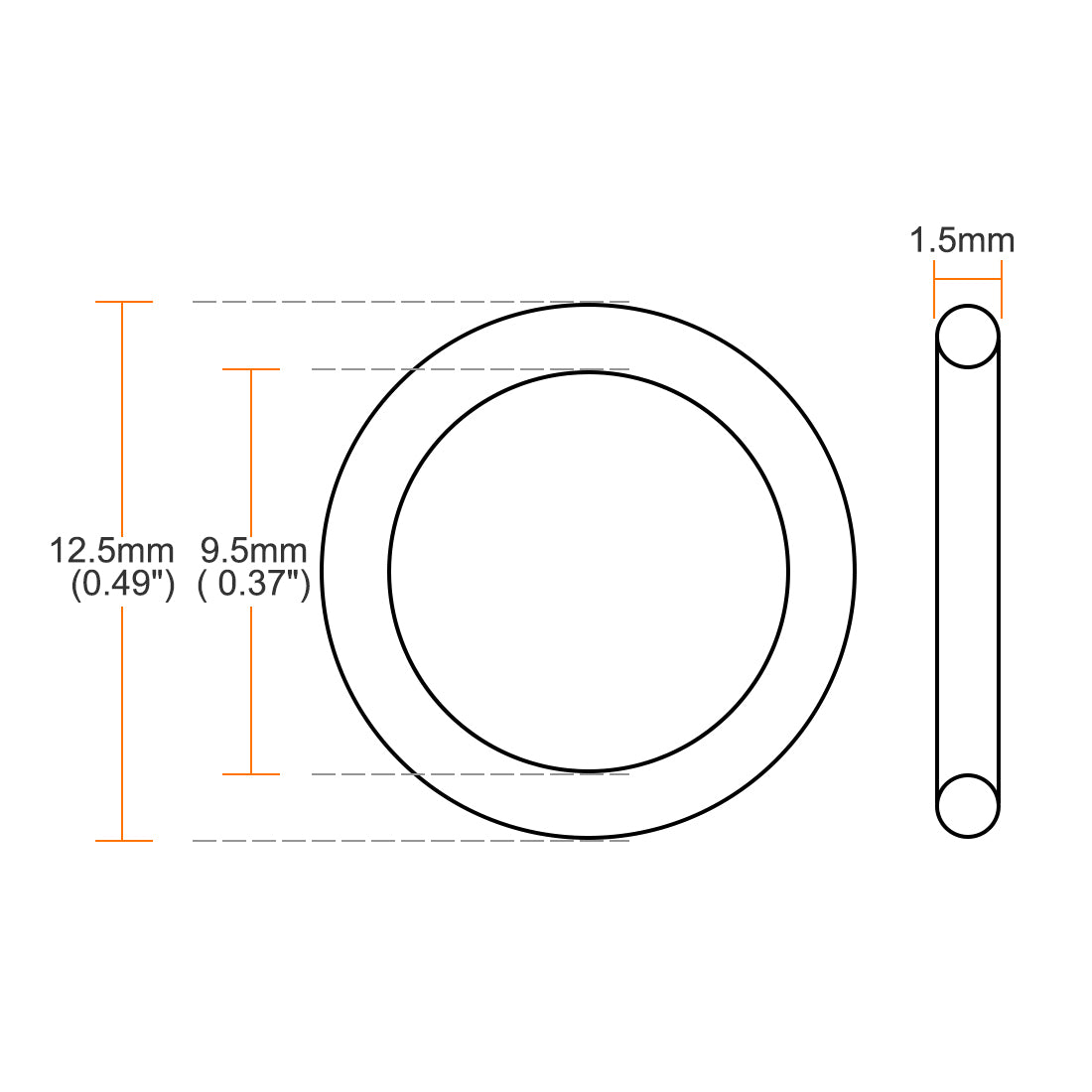 uxcell Uxcell Fluorine Rubber O Rings, 12.5mm OD, 9.5mm Inner Diameter, 1.5mm Width, Seal Gasket Green 10Pcs