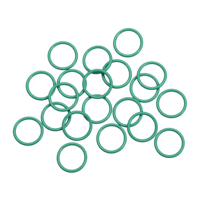 uxcell Uxcell Fluorine Rubber O Rings, 9.5mm OD, 7.5mm Inner Diameter, 1mm Width, Seal Gasket Green 20Pcs