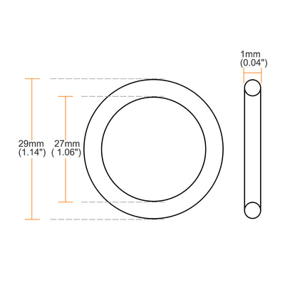 Harfington Uxcell Fluorine Rubber O Rings, 29mm OD, 27mm Inner Diameter, 1mm Width, Seal Gasket Green 10Pcs