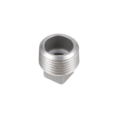 Harfington Uxcell G3/8 Male 304 Stainless Steel Cast Pipe Fitting - Square Head Cored Plug Silver Tone 2Pcs