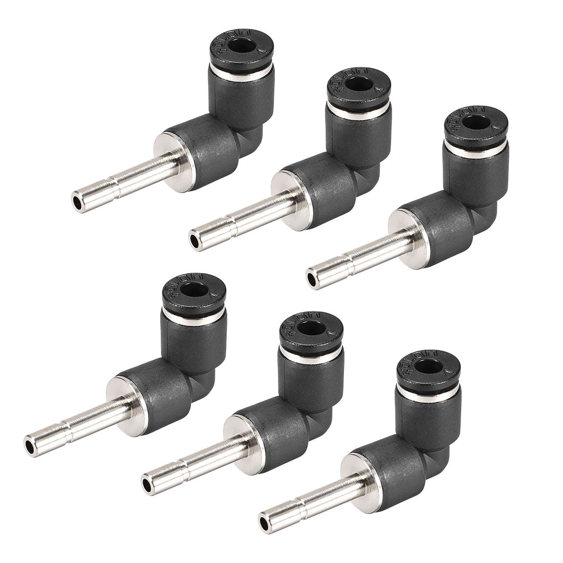 Harfington Push to Connect Tube Fitting Plug-In Elbow Pneumatic Air Push Fit Lock Fitting 4mm Tube OD x 4mm Tube Stem 6pcs