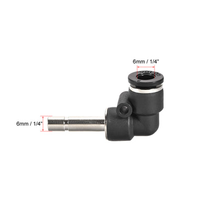 Harfington Push to Connect Tube Fitting Plug-In Elbow Pneumatic Air Push Fit Lock Fitting 6mm Tube OD x 6mm Tube Stem 2pcs
