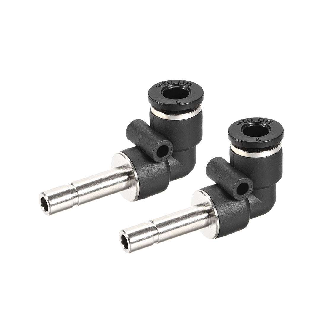 Harfington Push to Connect Tube Fitting Plug-In Elbow Pneumatic Air Push Fit Lock Fitting 6mm Tube OD x 6mm Tube Stem 2pcs