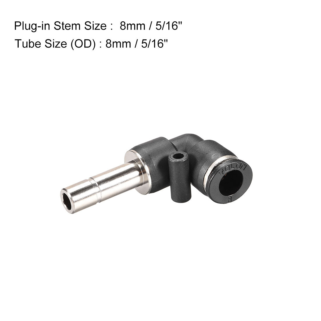 Harfington Push to Connect Tube Fitting Plug-In Elbow Pneumatic Air Push Fit Lock Fitting 8mm Tube OD x 8mm Tube Stem 3pcs