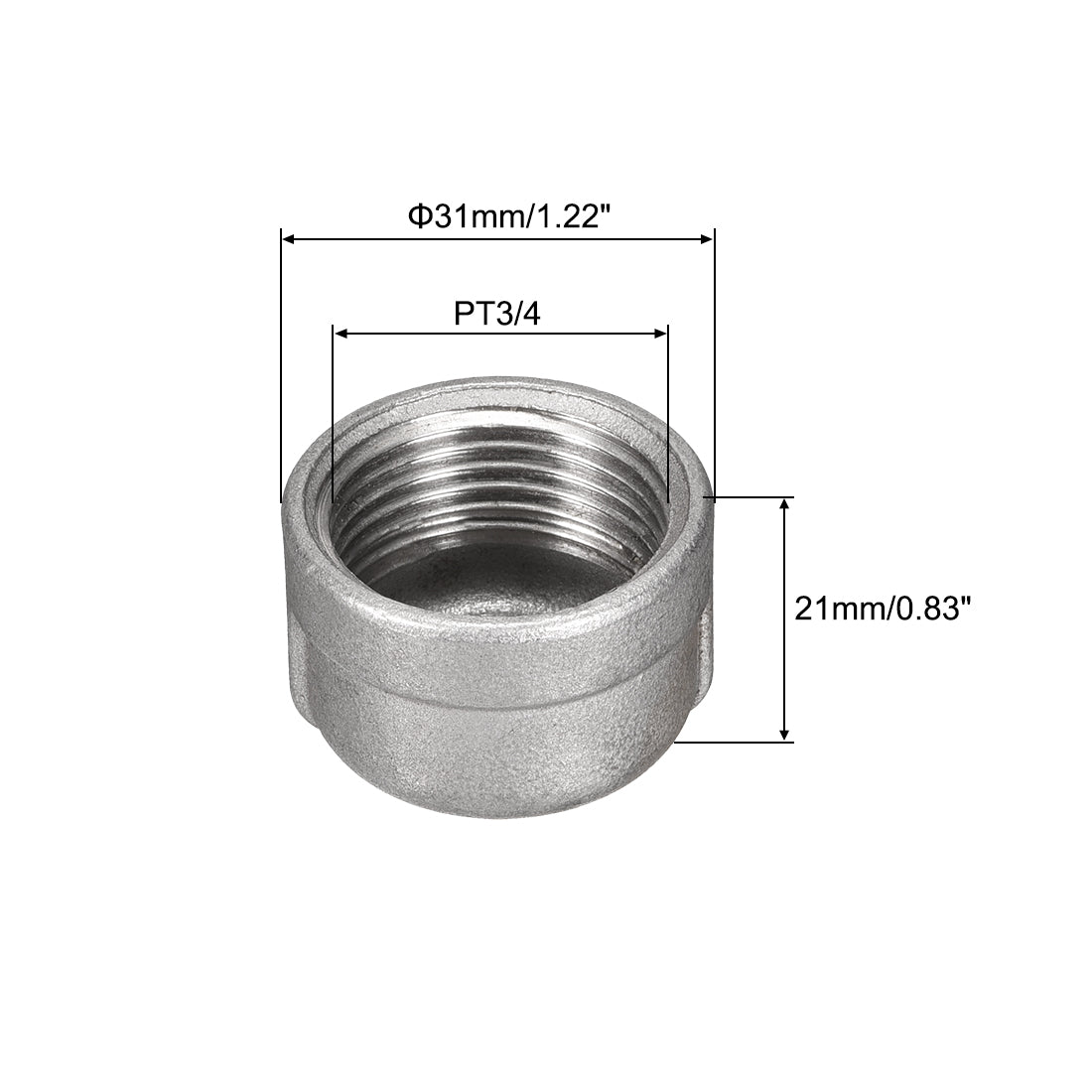Harfington Pipe Cap Female Pipe Fitting 304 Stainless Steel Round Compression Stop Valve Connector