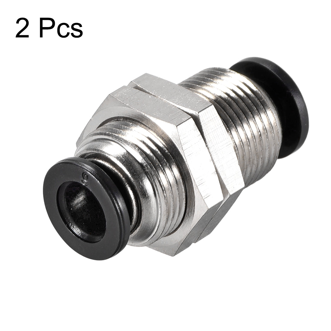 uxcell Uxcell Straight Pneumatic Push to Quick Connect Fittings Bulkhead Union 6mm Tube OD X 6mm Tube OD 2pcs