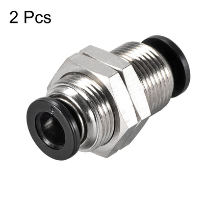 Harfington Uxcell Straight Pneumatic Push to Quick Connect Fittings Bulkhead Union 6mm Tube OD X 6mm Tube OD 2pcs