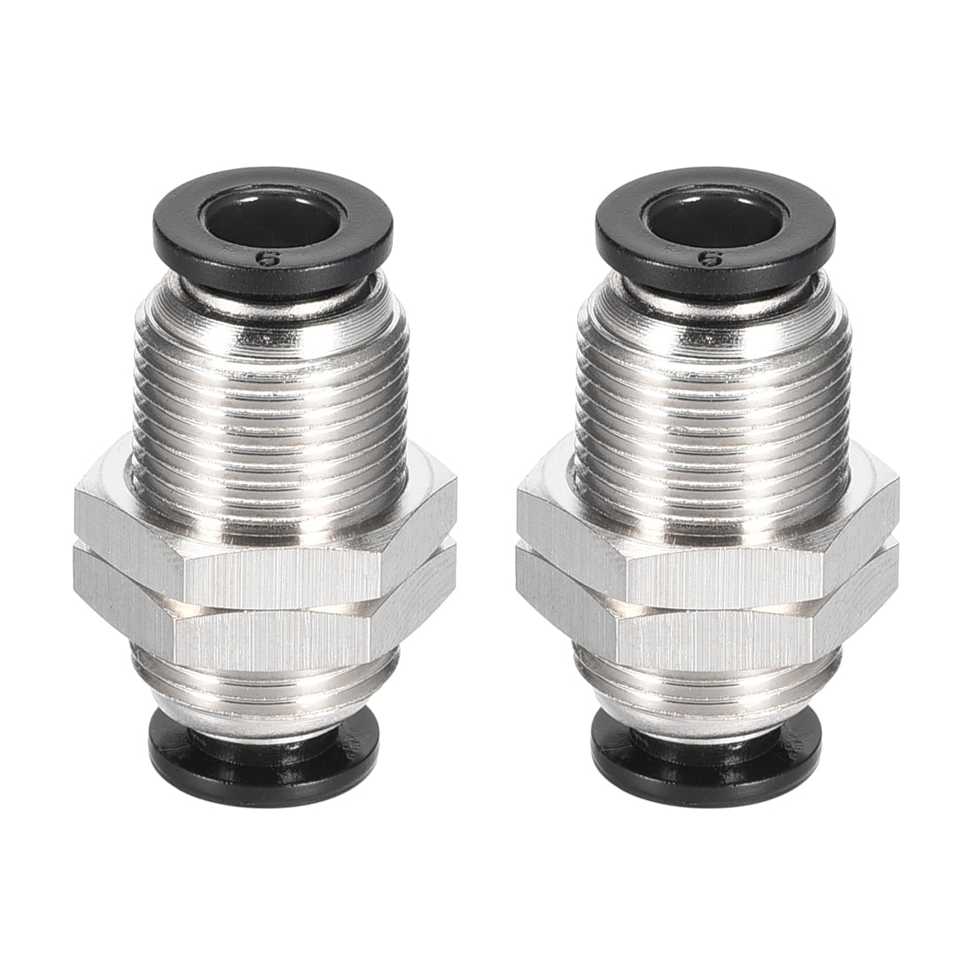 uxcell Uxcell Straight Pneumatic Push to Quick Connect Fittings Bulkhead Union 6mm Tube OD X 6mm Tube OD 2pcs